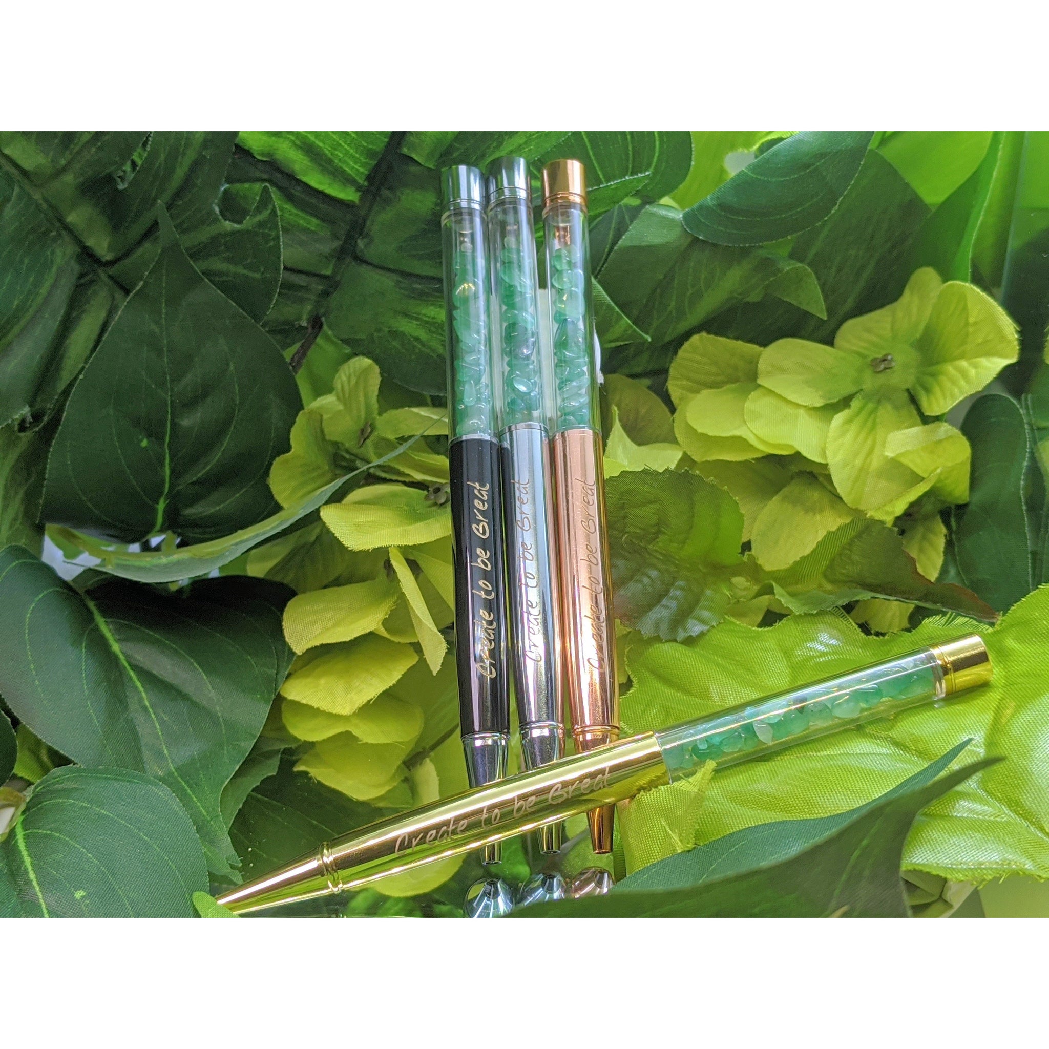 Green Aventurine Crystal filled Affirmation Wand Pen | Manifestation Tools |