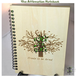 Affirmation positive Empowering Motivational encouraging manifestation law of attraction Notebook, journal, spell book, diary , wooden natural, nature
