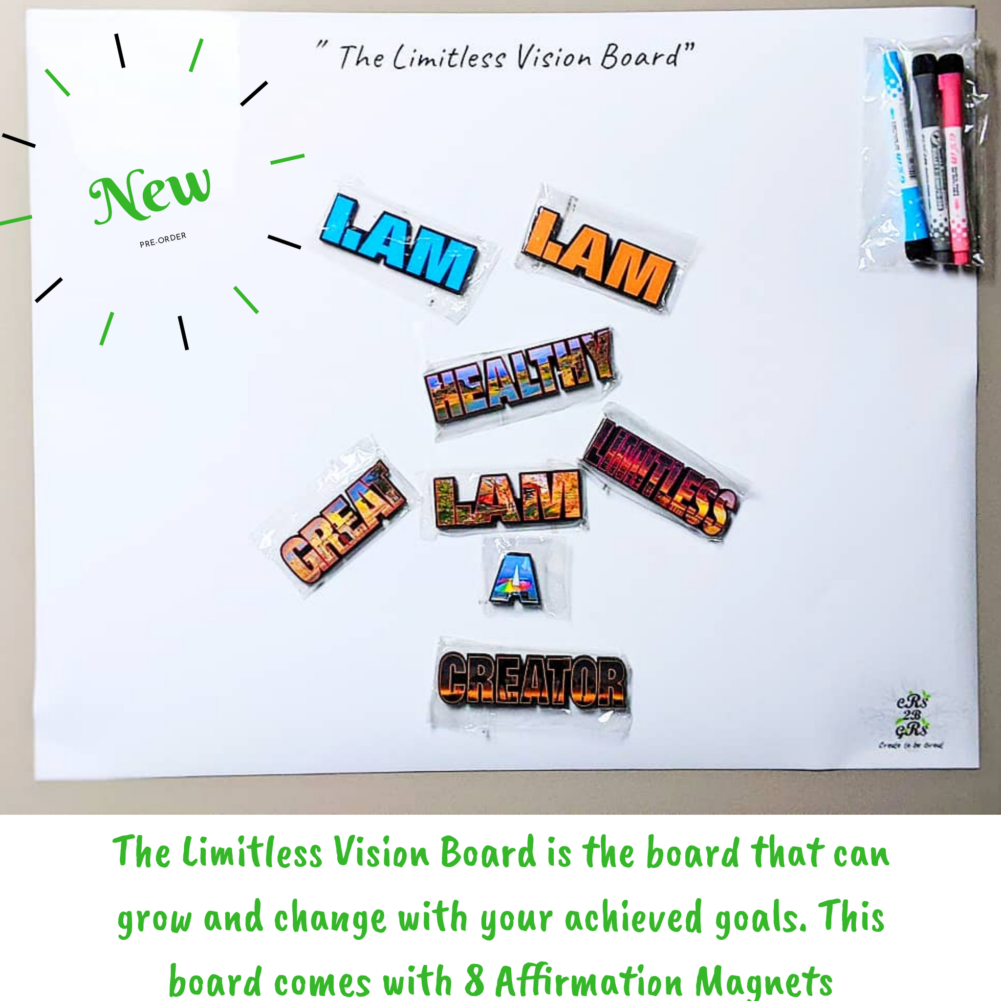 Manifestation Tools-The Limitless Vision Board Kit- with Affirmation Magnets|The Affirmation Collection